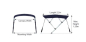 Preview: 4 Stangen Bimini Top Oceansouth 150-170cm Breite