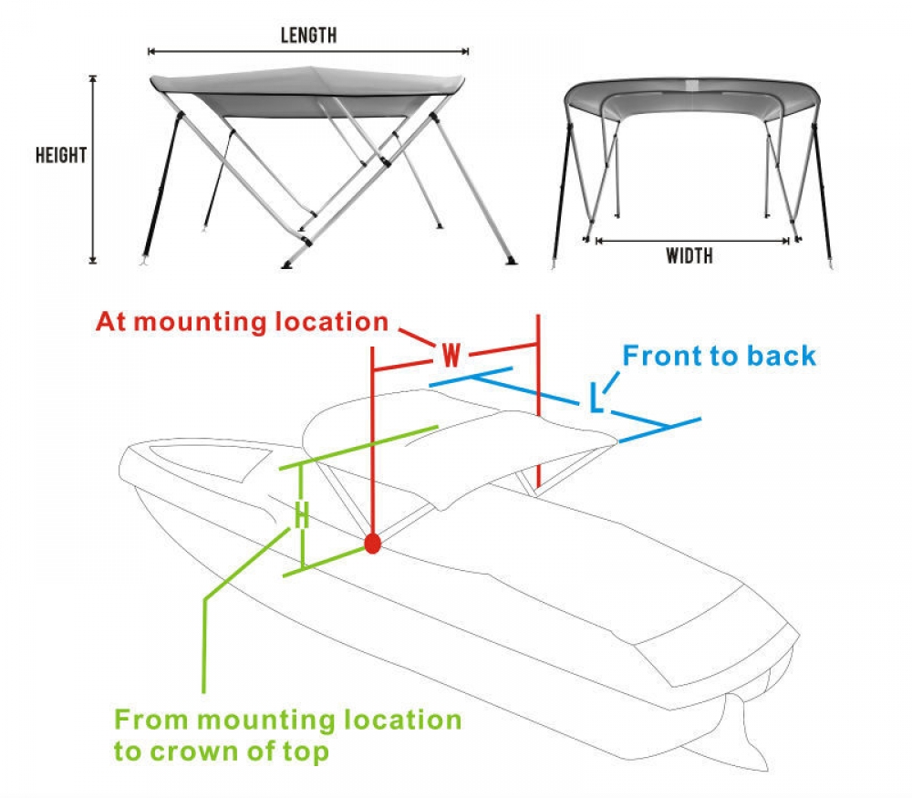 Bimini Top 137-152cm Breite